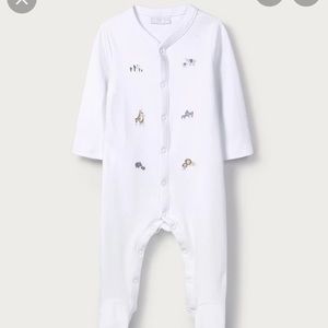 The Little White Co. • Embroidered animal onesie
